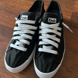 Keds Women’s Platform Black Canvas Sneakers 8.5